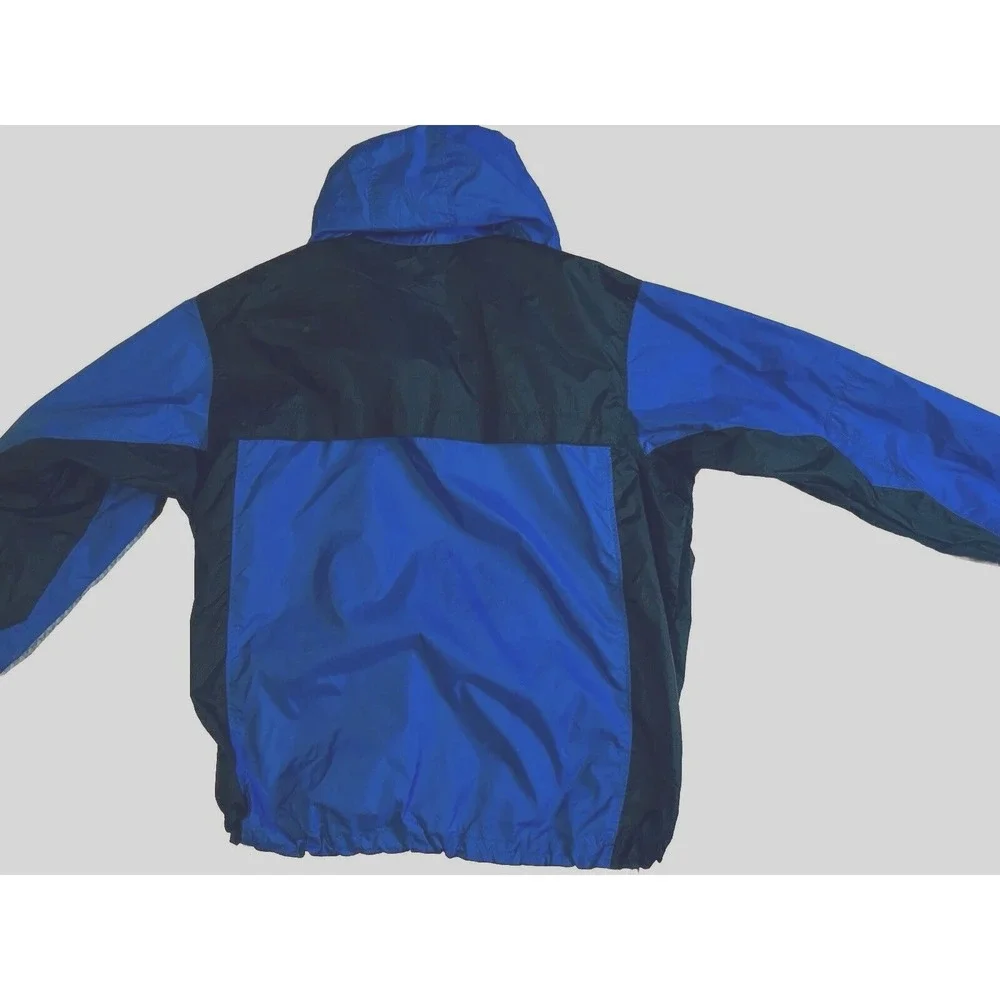 Columbia Mens XL Blue Black Colorblock Windbreaker Jacket Kokanee Crankworx Hood